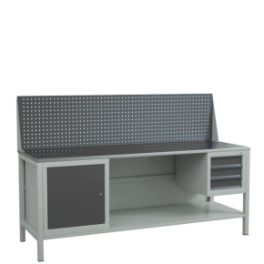 верстак 2000 с экраном, распашной тумбой и подвесной тумбой с 3 ящиками фото