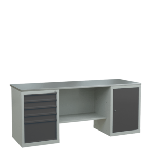 верстак 2000 с выдвижной и распашной тумбами (полка-стенка) фото