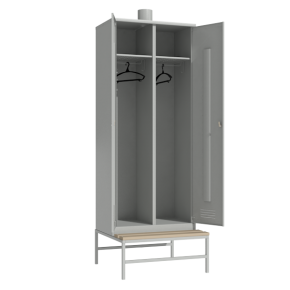 цельносварной шкаф для одежды с вытяжкой на подставке со скамьей фото