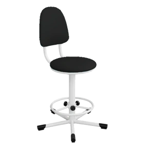 кресло на винтовой опоре черное кр02 каркас белый фото