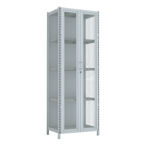 стеллаж 2500x900x600 стенки сетчатые, двери сетчатые, 5 ярусов фото