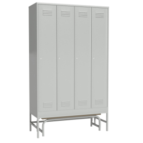 раздевальный шкаф для хранения одежды с выдвижной скамьей фото