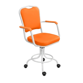 кресло лабораторное на винтовой опоре оранжевое кр02-1 каркас белый фото