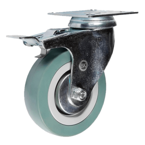 колесо аппаратное (поворотное крепление с тормозом) 100 мм фото