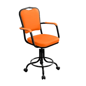 кресло лабораторное на винтовой опоре оранжевое кр02-1 каркас черный фото
