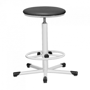 табурет на винтовой опоре черный т02 каркас белый фото